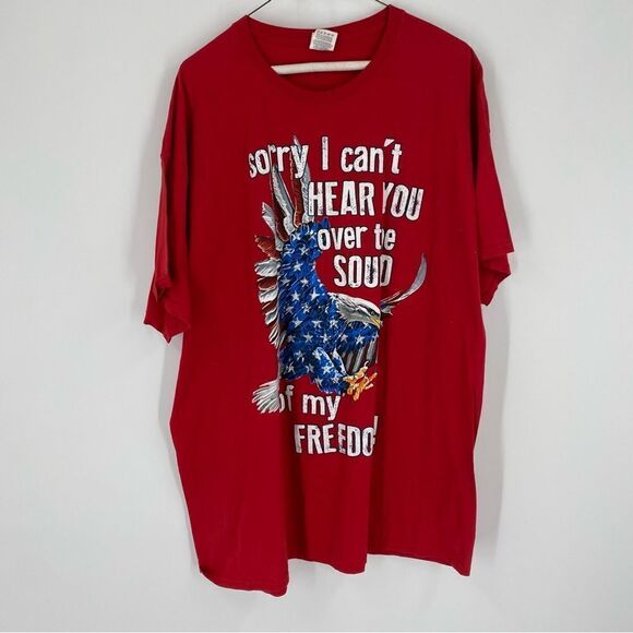 Men’s Crew Neck Short Sleeve Patriotic Teeshirt Size 2XL Red - Picture 1 of 4